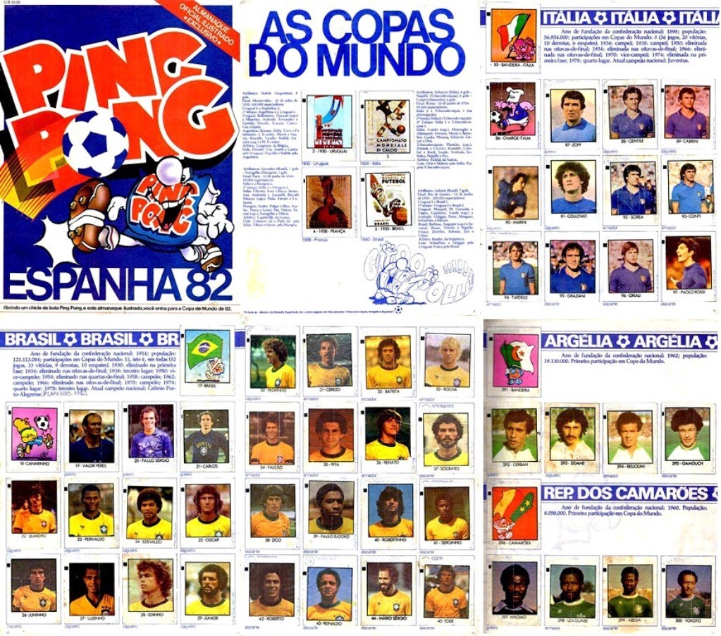 Álbum de figurinhas do chiclete Ping Pong